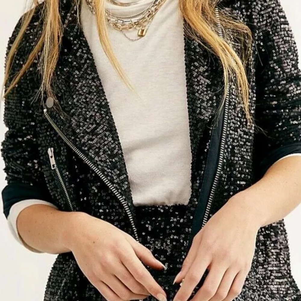 Free People Midnight Moto Jacket - Color Gunmetal - Size Large NWT